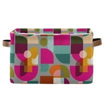 Yayeee Canvas Storage Basket with Handles for Shelves Fabric Bins Closet Organizer, Abstract Geometric Pattern
