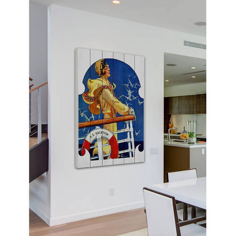 Marmont Hill "S.S. Vacation" Painting Print on White Wood
