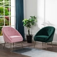 thumbnail image 3 of Modern Velvet Barrel Chair Accent Armchair with Golden Legs, Tufted Back Club Chair for for Living Room Bedroom Home Office, Pink, 3 of 10