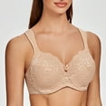 thumbnail image 3 of MELENECA Women's Floral Lace Non-Padded Minimizer Full coverage Underwire Bra Pale Nude-Lace 38E, 3 of 5