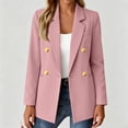 thumbnail image 6 of Blazers for Women Business Casual Long Sleeve Suit Jacket Fall Winter Open Front Double Breasted Classic Blazer Pink L, 6 of 6