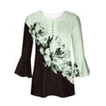 thumbnail image 4 of Womens Tops Ladies Top Floral Print V-Neck Short Sleeve Button T-Shirt Blue L, 4 of 5