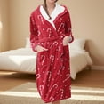 thumbnail image 2 of Women's Fleece Plush Robe Long Warm Plush Bathrobe Loungewear Jacket Printed Comfort Robe, 2 of 5