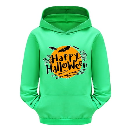 

Xijirk Child Toddler Boys Girls Halloween Long Sleeve Cartoon Prints Warm Hoodie Pullover Tops Kids Sweat-Green-8-9 Years