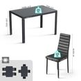thumbnail image 4 of Aiho Dining Table Set for 4, Modern Glass Kitchen Table with 4 Cushioned Chairs , For Dining Room, Kitchen, Living Room - Black, 4 of 10