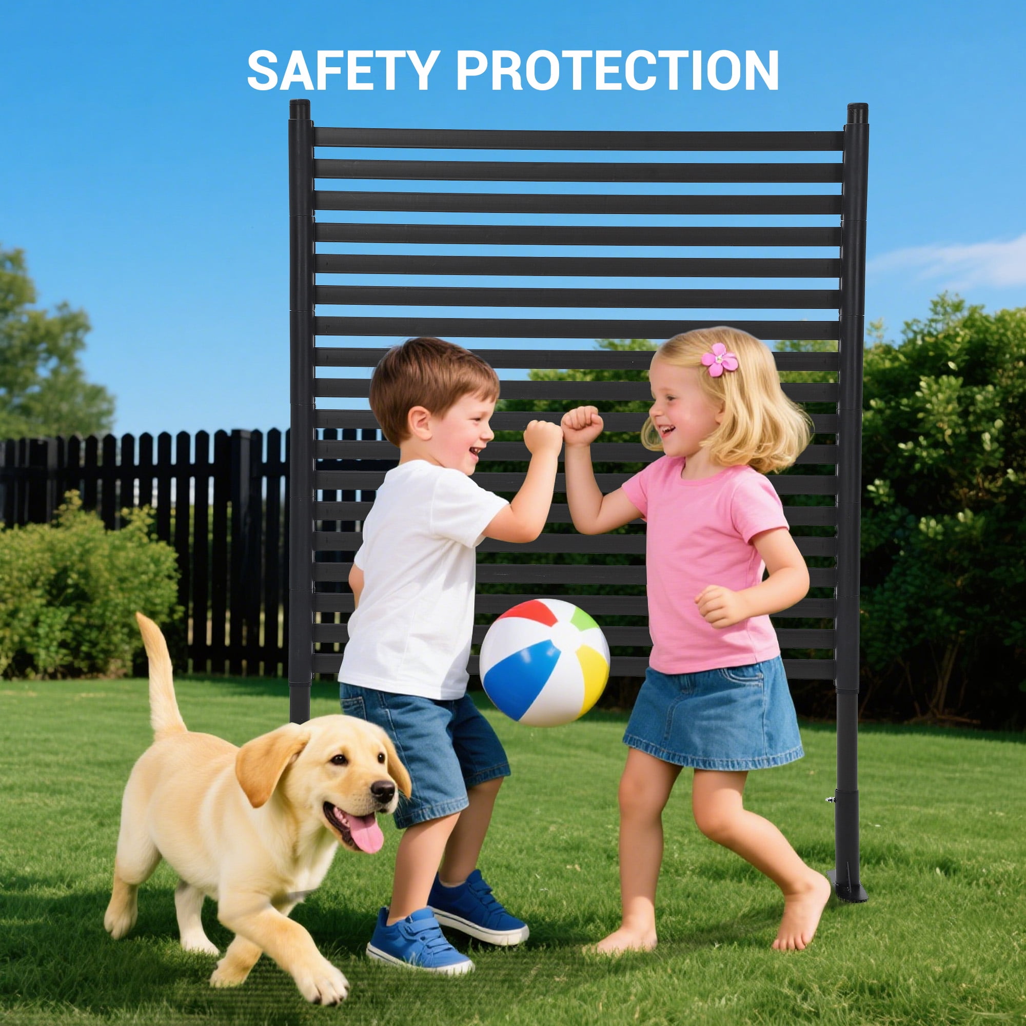 Kicctian Galvanized Steel & PE Outdoor Privacy Fence Panel – Decorative Garden Screen, Easy Assembly – Ideal for Patio, Backyard, Balcony – Size: 36×71”