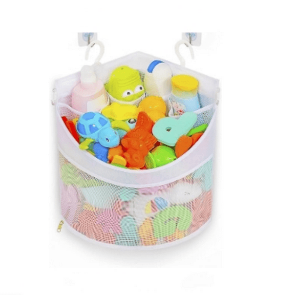 Baby Bath Toy Organizer, Quick Drying and Mould Proof, Corner Hang-Suspension Holder, Large Capacity Multi Use Shower Caddy (White)