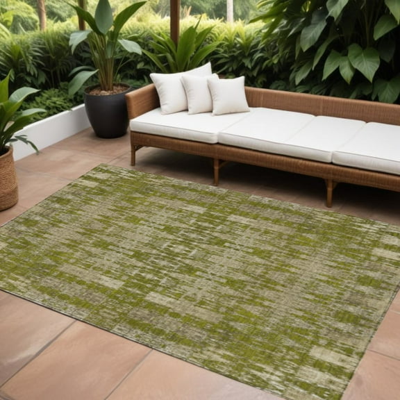 HomeRoots 577209 9 x 12 ft. Moroccan Washable Indoor & Outdoor Rectangle Area Rug, Olive Green, Taupe & Beige