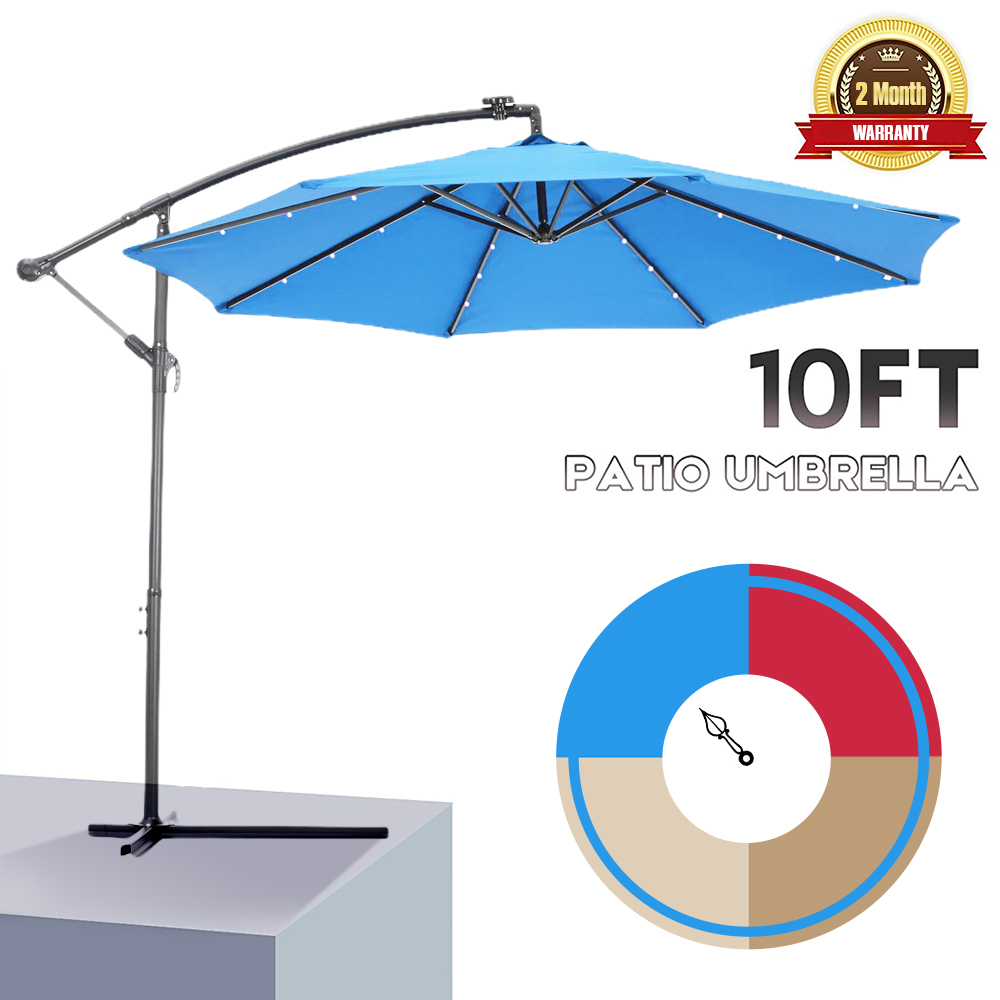 Outdoor Umbrellas with Tilt, 10FT Offset Patio Umbrella with Solar LED