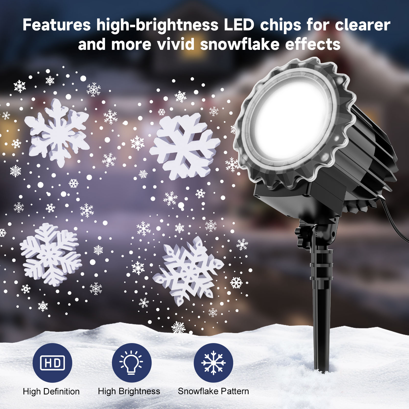 yankucat Snowflake LED Projector Lights, Rotating photo 2