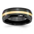 thumbnail image 1 of Ceramic Black with 14k Inlay 8mm Polished Wedding Band - Size 11, 1 of 5
