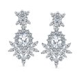 thumbnail image 2 of Bling Jewelry Womens Cocktail Leaf Motif Cubic Zirconia CZ Chandelier Clip-On Earrings Silver Plated, 2 of 5