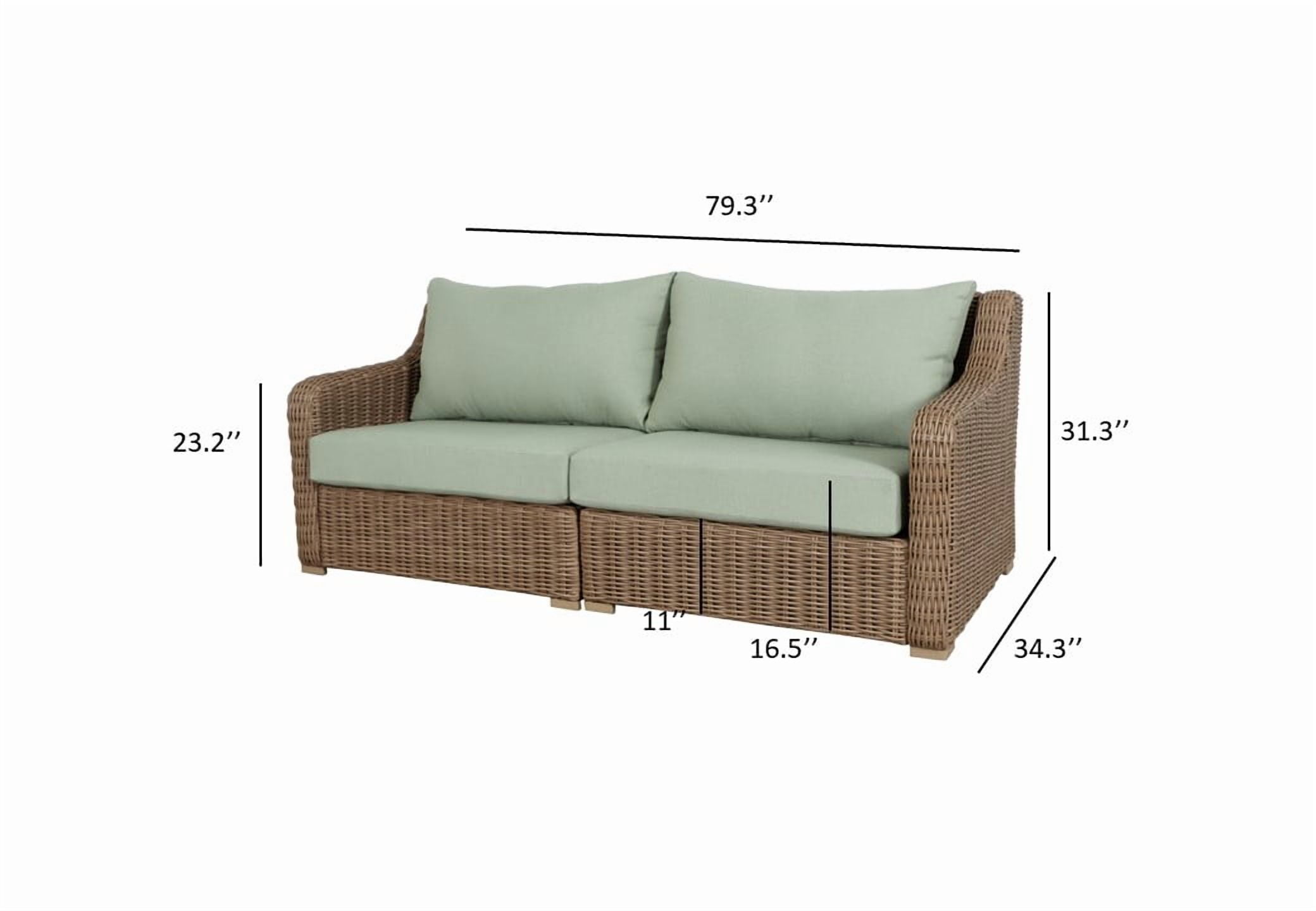 Better Homes & Gardens Bellamy Outdoor 1pc Sofa, Tan Wicker/Green Cushion