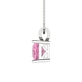 thumbnail image 3 of 1.5 ct princess cut pink Crystal 14k white hypoallergenic Solid gold Designer Everyday Affordable Dainty Necklace Pendant + 16" hypoallergenic Solid gold chain, 3 of 6