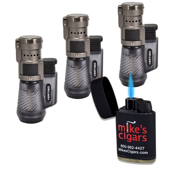 Vertigo Cyclone Torch Lighter  - 3 Pack Charcoal - Plus 1 FREE Mike's Lighter