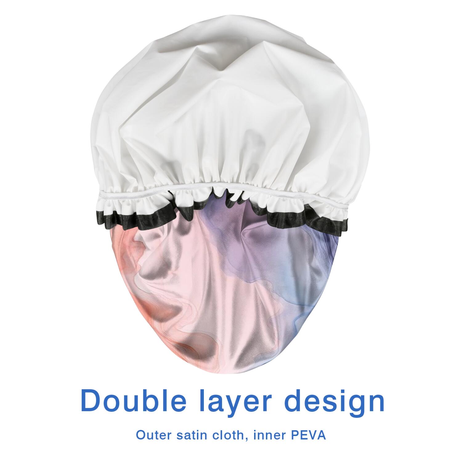 Shower Caps,Blue Red Purple Marble Pattern Waterproof Shower Cap for Women 4 Pieces,Double Reusable Hair Cover for Shower PEVA Elastic Stretch Hem