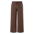 thumbnail image 5 of LIIPEE Girl Boy Casual Pants Solid Color Elastic High Waist Drawstring Straight Wide Leg Trousers With Pockets Child Breathable Party Pants,Brown,10-11 Years, 5 of 6