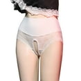 thumbnail image 2 of GA WEIHUA ReducedWomens Hi-Cut Panties, Lace Floral Underwear, High-Waisted Smoothing Panty Mesh Sheer Briefs Open File Underpant(White,L), 2 of 7