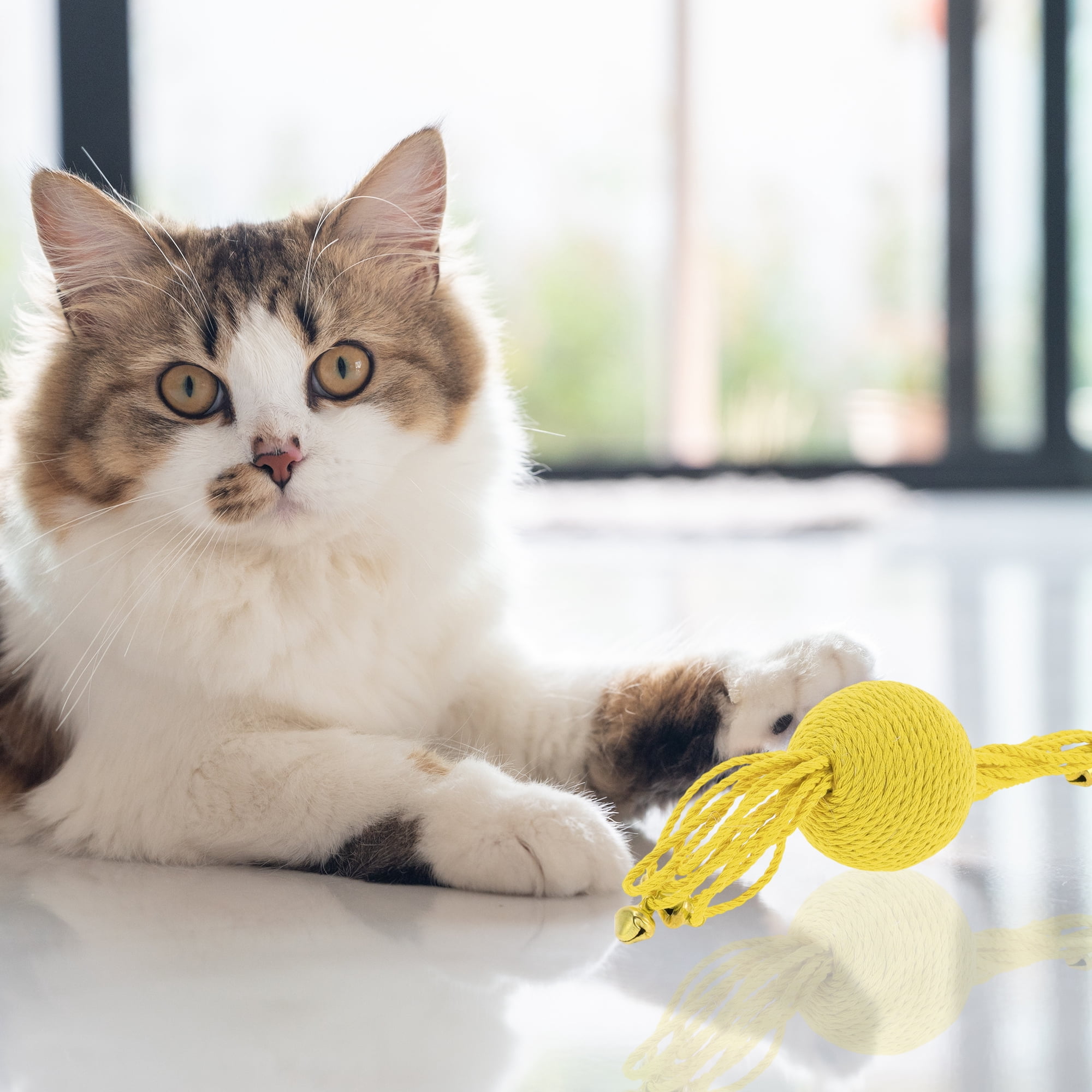 Unique Bargains Playing Ball with Bell for Indoor Yellow