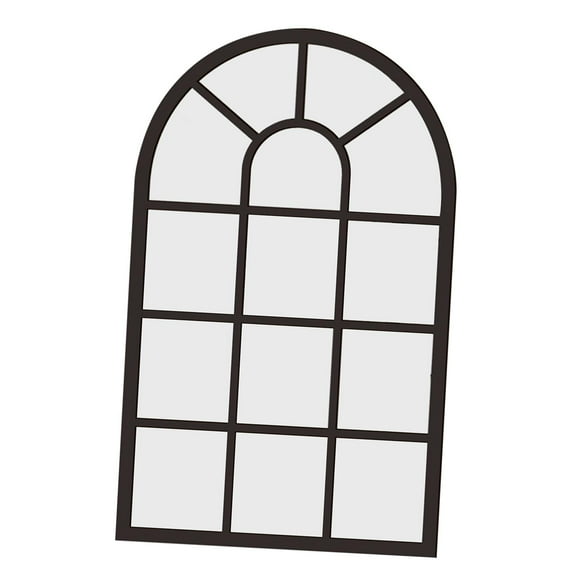 Lijie Arched Window Mirror Wall Decorative Mirror, Modern Wall Art Window Glass Mirror Black