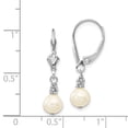 thumbnail image 3 of 14K White Gold 5-6mm White Semi-round FWC Pearl Leverback Earrings, 3 of 3