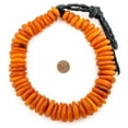 thumbnail image 2 of The Bead Chest Textured Moroccan Horn Beads 22mm Morocco African Orange Disk 16 Inch Strand Handmade, 2 of 4