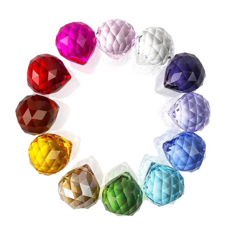 12pcs 30mm Multi-Color Crystal Ball Prism Pendant Suncatcher Hanging Decoration 