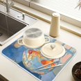 thumbnail image 2 of Yayeee Dish Drying Mat for Kitchen Counter 18" x 24" Microfiber Super Absorbent Coffee Decorative Pad, Blue Goldfish, 2 of 9