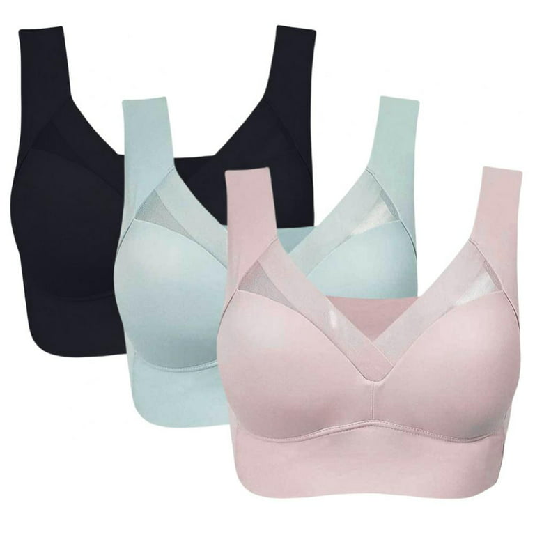 Xmarks Straples Bras for Women Push up Wide Strap - Plus Size Gathers  Shock-proof Intimate Comfortable Soft Bralette Bra M-5XL(3-Packs) 