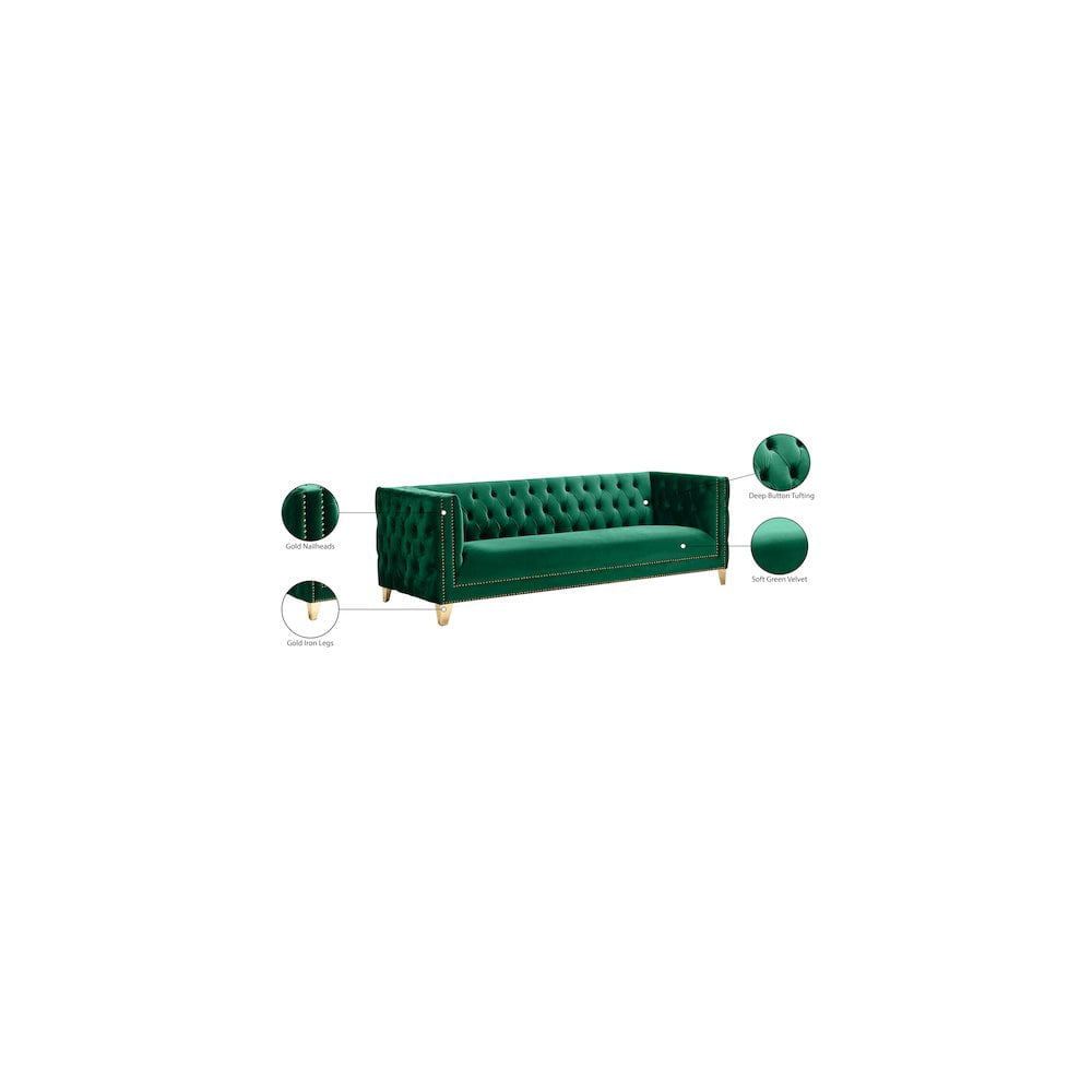 Meridian Furniture Michelle Green Velvet Sofa