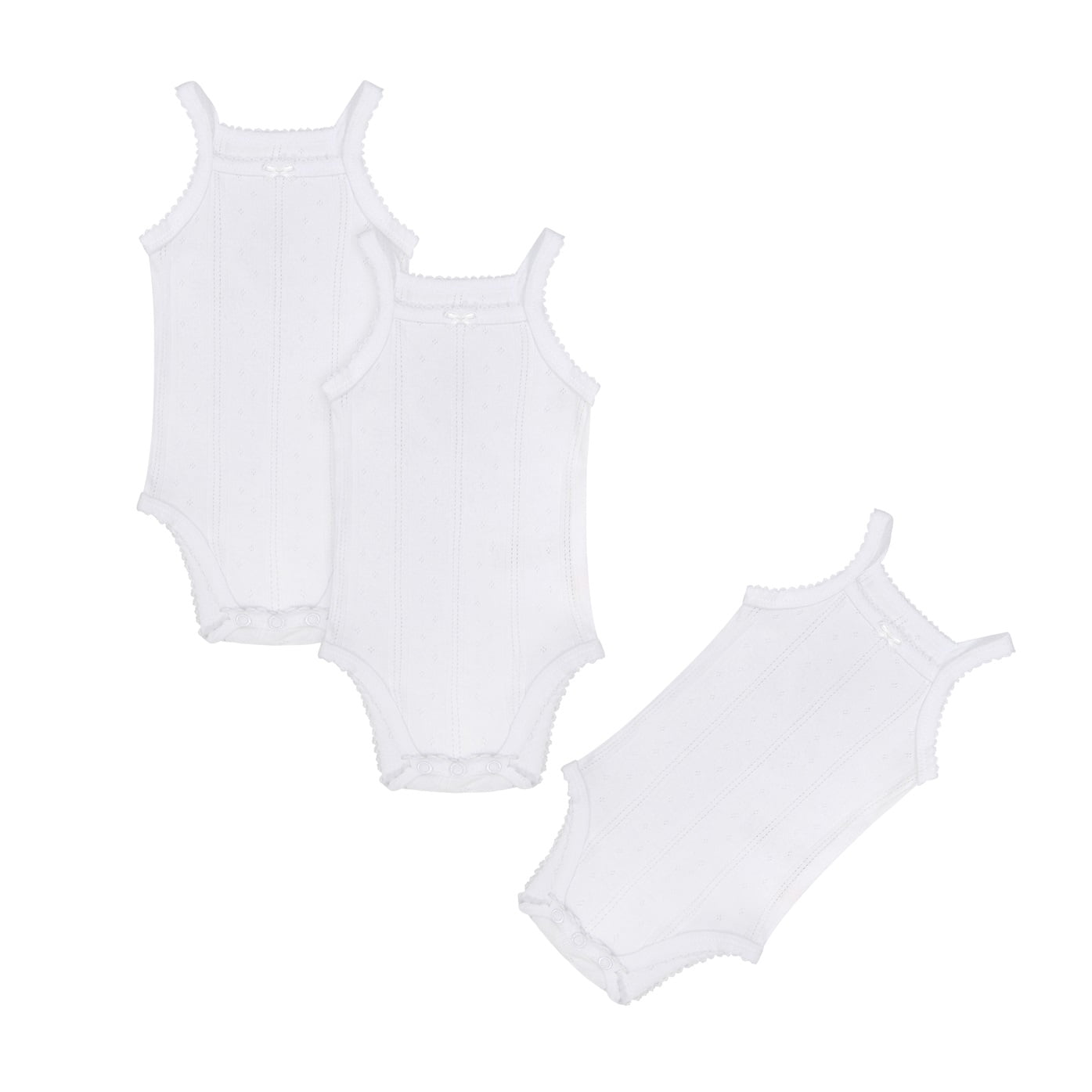 Buyless Fashion Baby Girl White Eyelet Camisole Sleeveless Onesies in Soft Cotton