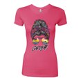thumbnail image 3 of Messy Bun Salty AF | Cool Neon Leopard Print Bandana | Fashion Womens Slim Fit Junior Tee, Hot Pink, S, 3 of 5
