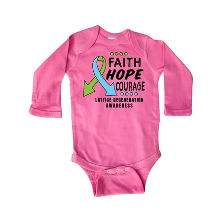 

Inktastic Eye Disease Awareness Faith Hope and Courage Gift Baby Boy or Baby Girl Long Sleeve Bodysuit