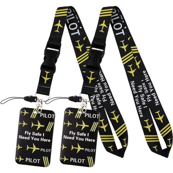 2pcs Pilot Lanyard Neck Strap Id Badge Holder Credit Card Name Id Holder Stationery School Office Supplies