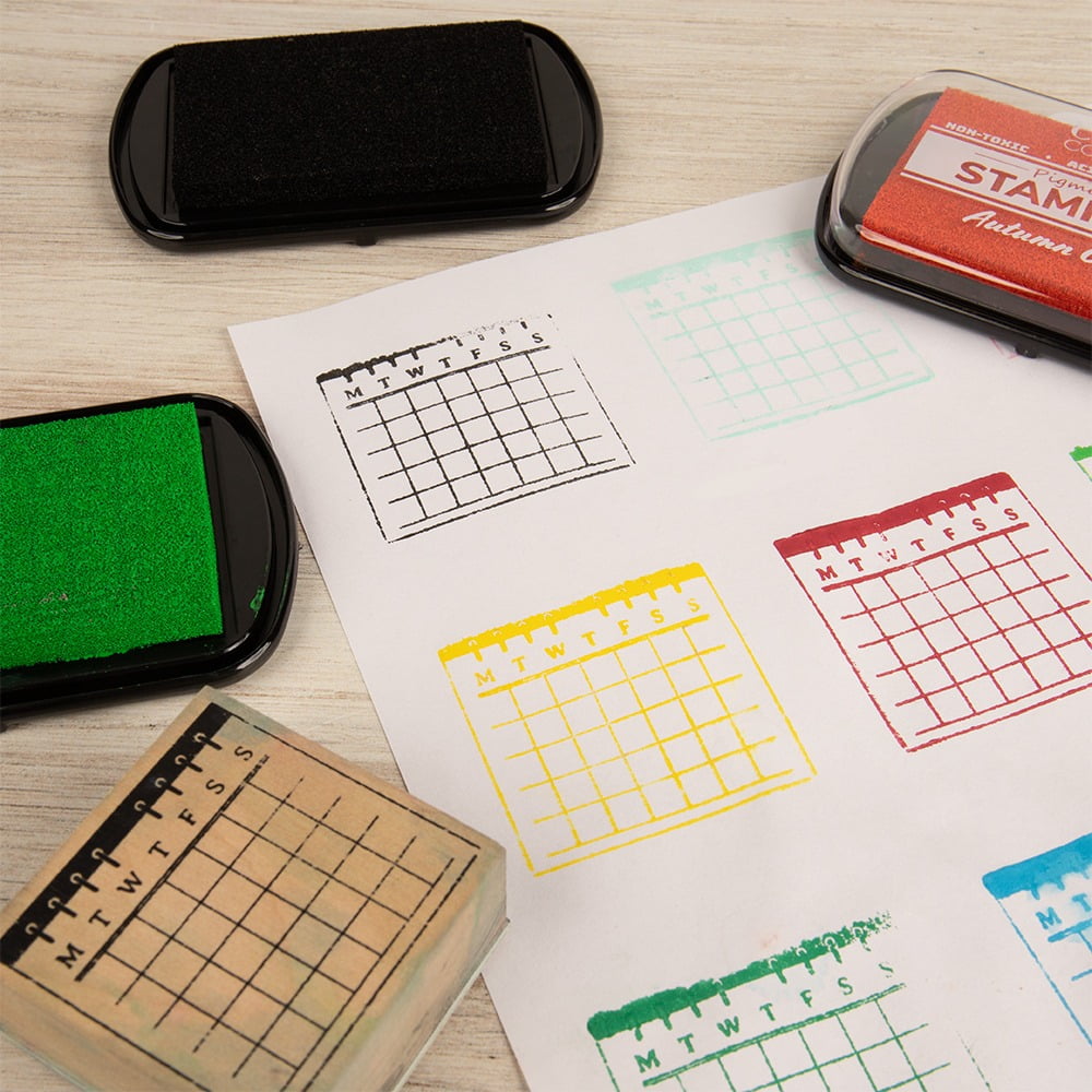 Craft County Pigment Ink Stamp Pad – Refillable Ink Pad in 15+ Colors – Raised Edges for Larger Stamps – Cyan