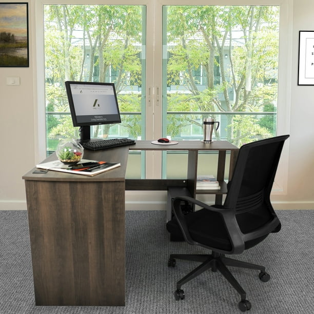 Aiden LShaped Corner Computer Desk Table, Large and Spacious for Dual