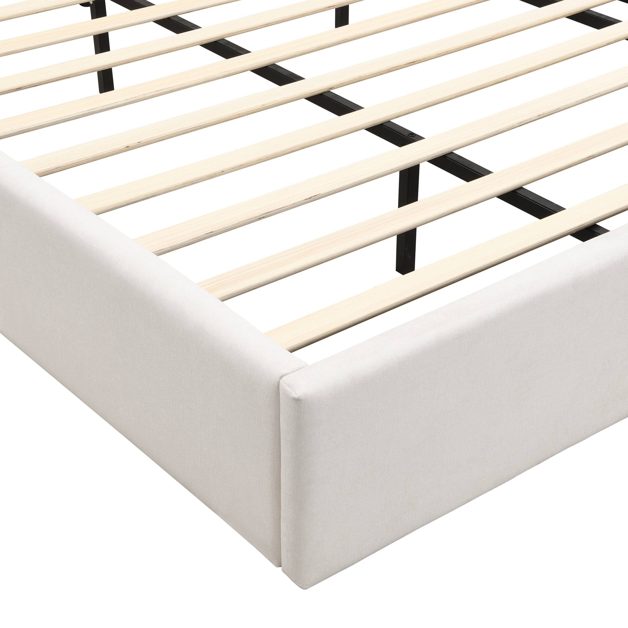 Christopher Knight Home King Luxurious Smart Bed Frame with Reading Light, Chenille Upholstery, White