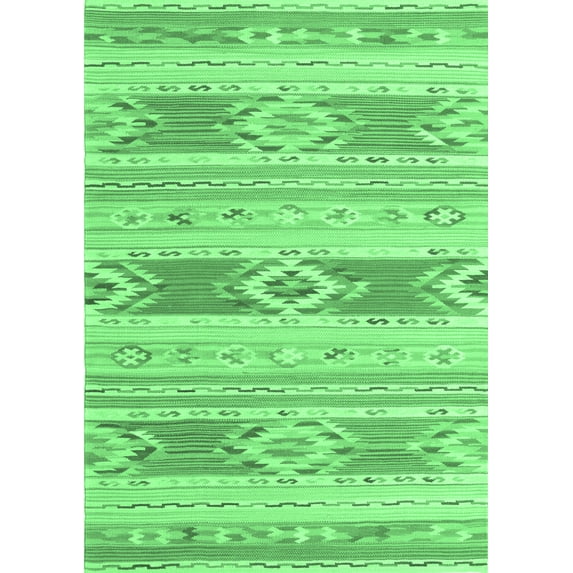 Ahgly Company Indoor Rectangle Abstract Emerald Green Contemporary Area Rugs, 8' x 12'