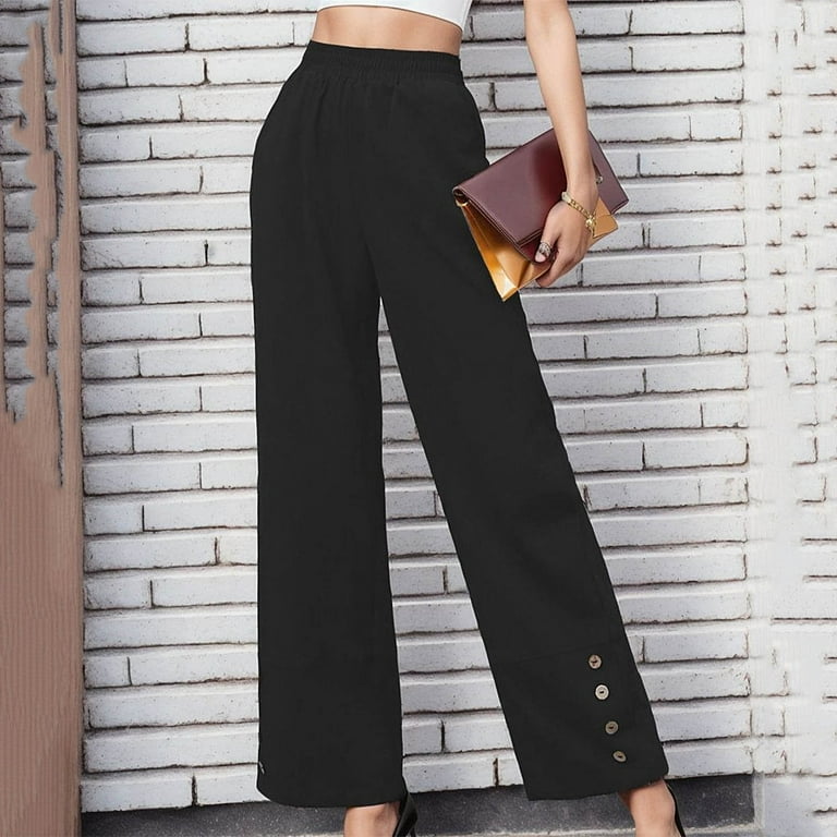 Realikun Women Wide Leg Dress Pants High Waisted Business Loose Fit Casual Ladies Work Office Trousers Straight Leg Pants, Women's, Size: Medium