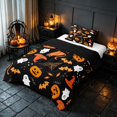 thumbnail image 2 of Homewish Halloween Ghost Bat Twin Comforter Sets, Cute Witch Hat Cat Bedding Set, Black Orange, Black Reversible, 2-Piece 1 Comforter and 1 Pillowcase, 2 of 5