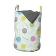 thumbnail image 1 of Retro Laundry Bag, Elements Handicraft Balls of Yarn Pins Hooks Needlework and Coil Clew Composition, Basket with Handles Drawstring Closure for Laundromats, 13" x 19", Multicolor, by Ambesonne, 1 of 4