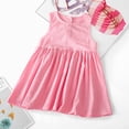 thumbnail image 2 of Plebaso Girls Dresses Spring Summer Sleeveless Solid Color Cotton Linen Dress Baby Clothes, 2 of 3