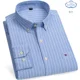 thumbnail image 1 of Chemises Oxford 100% pur coton pour hommes, chemise à carreaux à manches longues, rayée, BusinessTartan, rouge, vêtements de styliste, 1 of 4