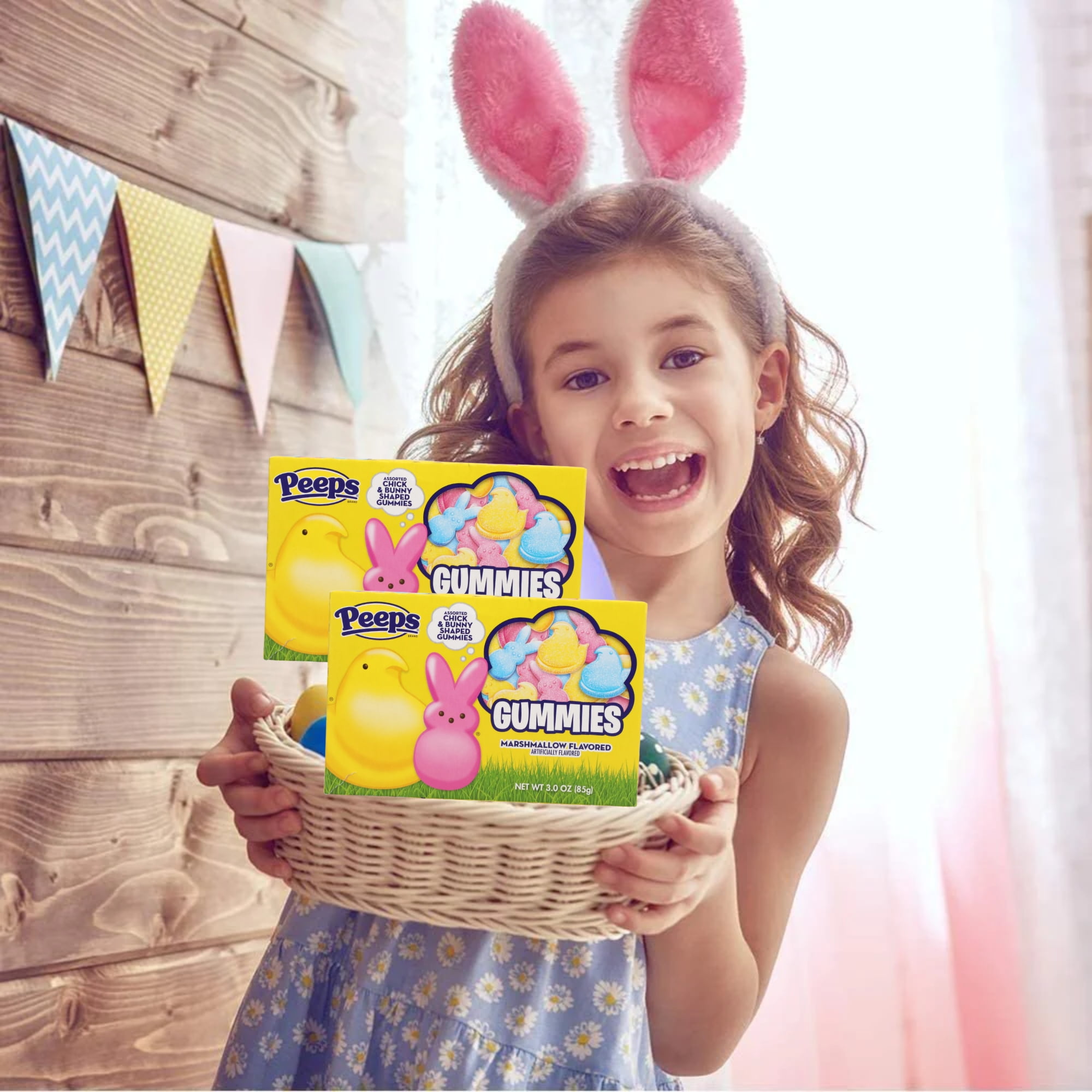 Peeps Marshmallow Flavored Gummies, Assorted Chicks, and Bunnies Chewy Candy for Kids Adults Snacks Easter Egg Hunt Basket Stuffer Goodies Bag Filler Spring Holiday Birthday Party Favor Pack of 6