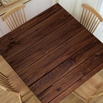 Aged Wooden Planks Texture Vertically Striped Fitted Square Table Covers Elastic Tablecloth Washable Waterproof or Outdoor Patio Party Dining, Fitted for 34"x34" Table Deaign2437