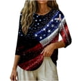 thumbnail image 7 of Zivyakyron Patriotic Tshirts Shirts for Women 4th of July Summer Sequin Womens Top Loose Casual 3/4 Sleeve Clothes, 7 of 7