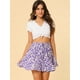 thumbnail image 2 of Minifalda Allegra K con Volantes para Mujer Falda de Verano Plisada Estampado Floral Púrpura L, 2 of 6
