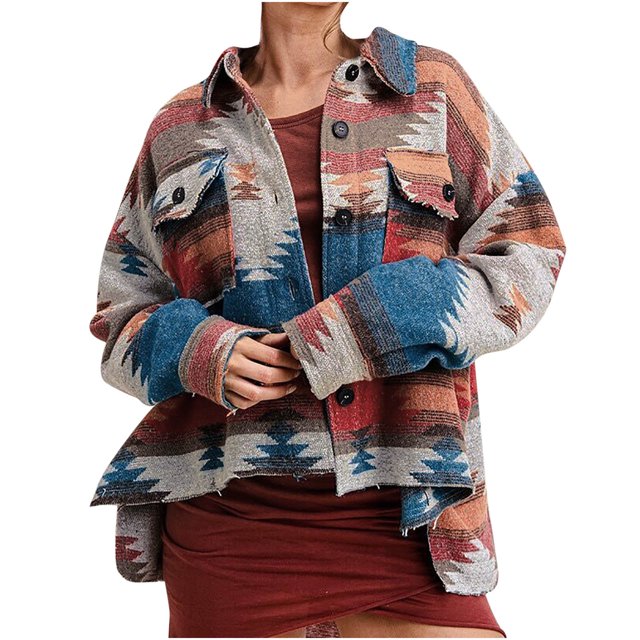 Chaqueta cárdigan de lana estampada con solapa de otoño/invierno para mujer Fridja BV0+3459