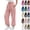 B-Pink, variant on BloomJoy Sweatpants for Women Solid Color Elastic Waist Sports And Leisure Belt Pocket Threaded Ankle Pants