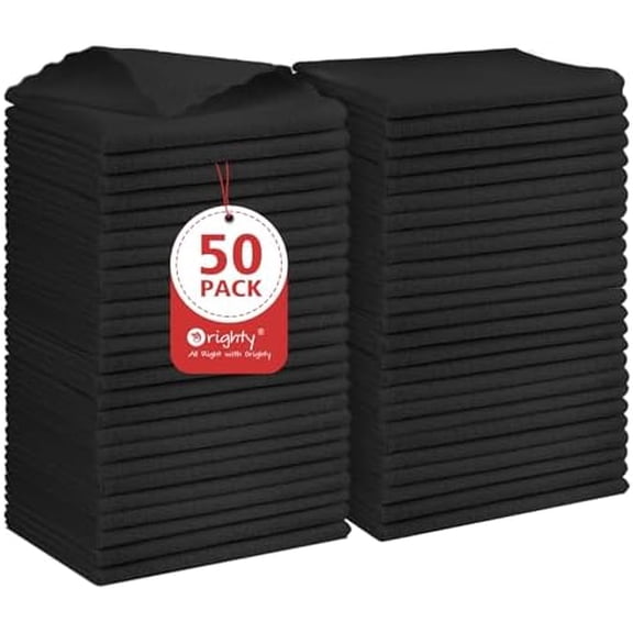 Black Microfiber Cleaning Cloth, 50 Pack Highly Absorbent Cleaning Supplies, Lint Free Kitchen Towels Cleaning Rags, Microfiber Towels for Cars, House, Window, 12x12 inch